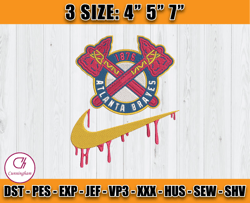 atlanta braves embroidery, nike x all teams mlb embroidery, embroidery file