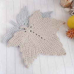 enhance your table decor: cozy crochet placemat with stylish leaf pattern, 1 pcs