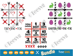 TIC TAC TOE SVG Bundle Shot Game, Easter and Valentine Day DIY Board Grid Bag Laser Cutting File Printable For Cricut Gl