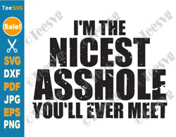 sassy quotes funny quotes svg png shirt design i m the nicest asshole you ll ever meet saying men cricut