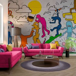 teen room vibes with wallpaper street art graffiti