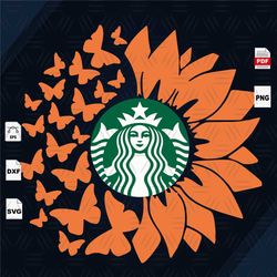 sunflower lover starbucks coffee, sunflower vector, sunflower clipart, butterfly svg, sunflower design art, sunflower ba