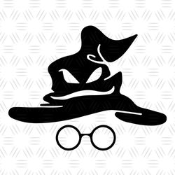 harry potter sorting wizard hat and glasses svg vector cut files