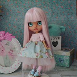 blythe custom doll blythe ooak blythe doll blythe with pinkl hair