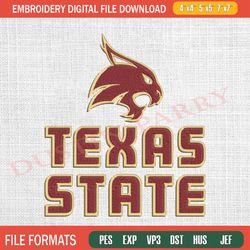 texas state bobcats embroidery design, texas state bobcats embroidery, logo sport embroidery, ncaa embroidery