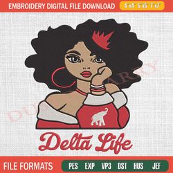 delta life queen girl embroidery design