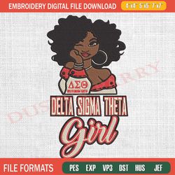 delta sigma theta girl embroidery designs