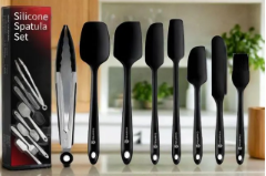 "premium 8-piece casavida silicone spatula set: seamless, high heat resistant, non-stick, bpa-free, dishwasher safe - id