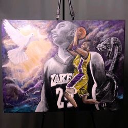 original trubute painting of kobe bryant ( lakers nba) mambamentality