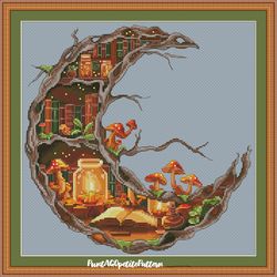 fairy tale tree library cross stitch pdf pattern