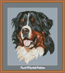 bernese mountain dog portrait cross stitch pdf pattern