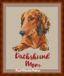 red dachshund mom cross stitch pdf pattern