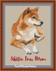 shiba inu mom cross stitch pdf pattern