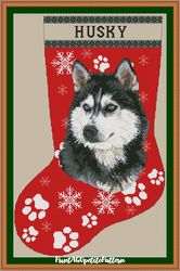 husky christmas stocking cross stitch pdf pattern