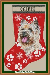 cairn terrier christmas stocking cross stitch pdf pattern