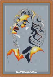 illuminated marilyn inspired face cross stitch pdf pattern