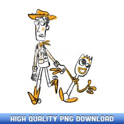 disney pixar toy story 4 woody and forky sketch t- - artisanal sublimation png artworks