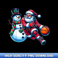 santa playing basketball with a snowman christmas - limited edition sublimation png downloads