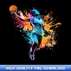 colorful basketball player girl on womens basketball - handpicked sublimation png selection