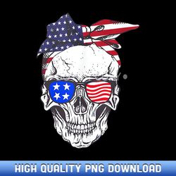 patriotic skull american flag bandana glasses 4th of july - professional grade sublimation pngs