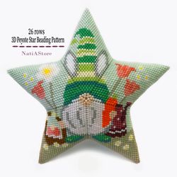 diy beading: easter gnome 3d peyote star, beadwork pattern