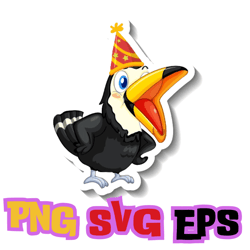 sticker-template-with-toucan-wearing-party-hat svg png eps file