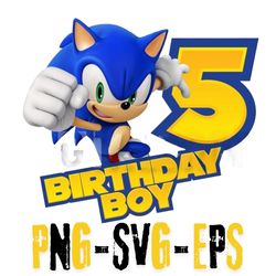 5th Birthday Boy Sonic the Hedgehog Party Decoration Transparent Png image For birthday Celebrations