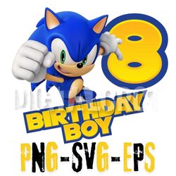 8th birthday boy sonic the hedgehog party decoration transparent png image for birthday celebrations