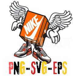 cartoon nike shoe box with wings and sneakers - layered svg, png, eps files
