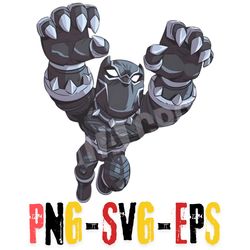 Dynamic Black Panther Cartoon Art - Powerful Marvel superhero action pose Transparent PNG For design project PNG EPS SVG