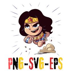 dynamic wonder woman illustration in layered svg, png, and eps