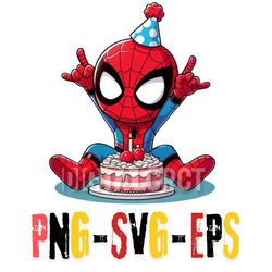 spider-man birthday party with cake! png svg eps
