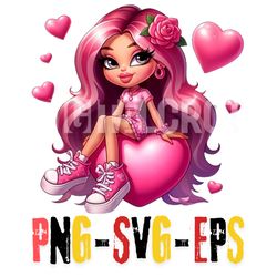 Stylish Bratz Doll with Heart-Shaped Seat, Transparent PNG EPS SVG