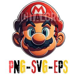 Transparent Mario Head PNG EPS SVG Crct