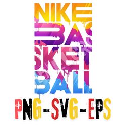 vibrant nike basketball text art - eye-catching multicolor drip design transparent png for design project png eps svg