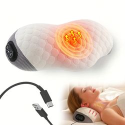 neck pillows relieve neck discomfort, memory foam neck pillow with usb heating and vibration massage