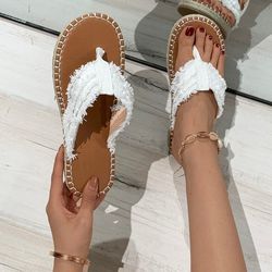 canvas slip on flat comfortable flat heel, lightweight casual beach sandals