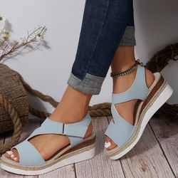 open toe sandals thick-soled buckle wedge stylish and breathable platform wedge sandals for women