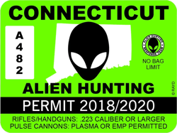 connecticut alien hunting permit sticker self adhesive vinyl ufo ct - c1010