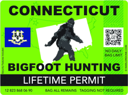 connecticut bigfoot hunting permit sticker self adhesive vinyl sasquatch lifetime - c3277