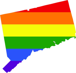connecticut state shaped gay pride rainbow flag sticker self adhesive vinyl lgbt ct - c3124