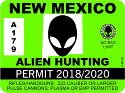 new mexico alien hunting permit sticker self adhesive vinyl ufo nm - c1034