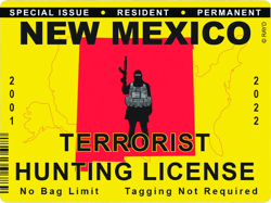 new mexico terrorist hunting permit sticker self adhesive vinyl license nm - c2851