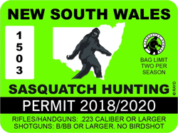 new south wales sasquatch hunting permit sticker self adhesive vinyl bigfoot australia - c1599