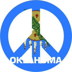 oklahoma flag peace symbol sticker self adhesive vinyl ok sign no war - c3621
