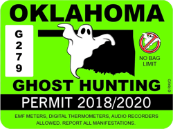 oklahoma ghost hunting permit sticker self adhesive vinyl paranormal hunter ok - c1089