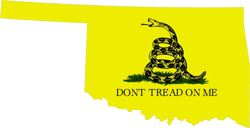 oklahoma state shaped gadsden flag sticker self adhesive vinyl ok - c3088