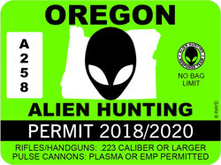 oregon alien hunting permit sticker self adhesive vinyl ufo or - c1040