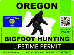 oregon bigfoot hunting permit sticker self adhesive vinyl sasquatch lifetime - c3307