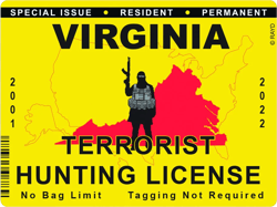 virginia terrorist hunting permit sticker self adhesive vinyl license va - c2866